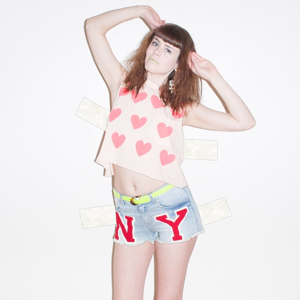 JOYRICH LETTERMAN PATCH VARSITY DENIM SHORTS NWT